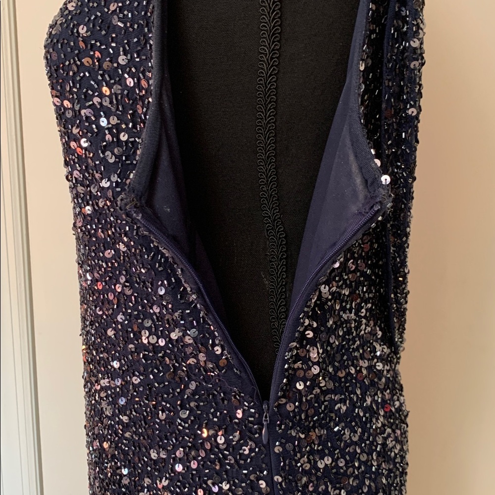 Pizarro Nights Elegant Dark Blue Sequin Dress Size 14 - Picture 9 of 17